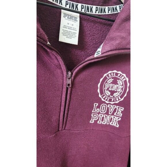 PINK Maroon jersey logo half-zip sweatshirt - Picture 3 of 6